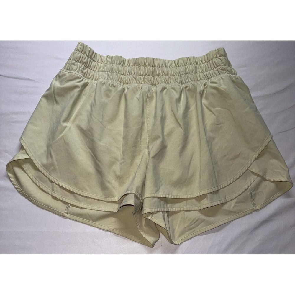 CALIA Athletic Shorts Women Medium Yellow Smocked Waist Layered Gym Activewear
